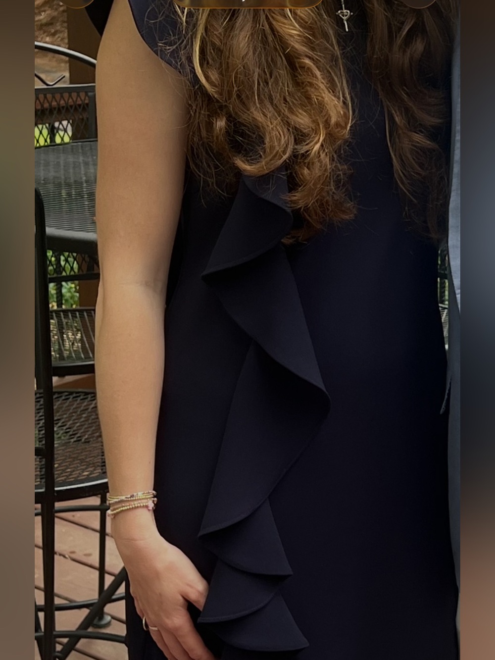 Sleeveless Navy Ruffle Dress - Classic Evening Dress